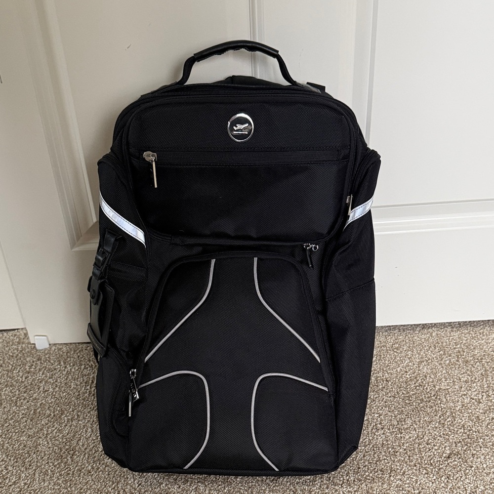 Black travel Backpack with silver Accents